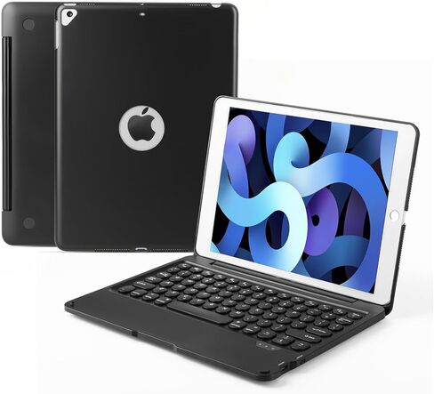حافظة لوحة مفاتيح بلوتوث لاسلكية لجهاز iPad 9th 8th 7th Gen 10.2 بوصة، iPad Air 3rd 10.5 بوصة، iPad Pro 10.5 بوصة، حافظة لوحة مفاتيح لاسلكية ذكية 360 درجة غطاء حماية كامل (ذهبي وردي) in Kuwait