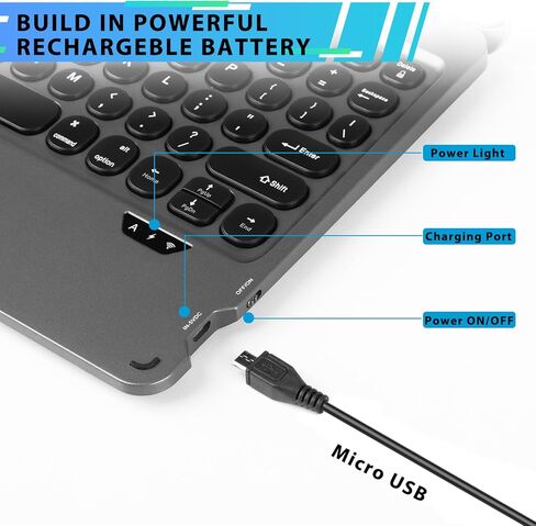Wireless Bluetooth Keyboard Case for iPad 9th 8th 7th Gen 10.2'', iPad Air 3rd 10.5'', iPad Pro 10.5", Smart Wireless Keyboard Case 360° Full Protection Cover (Dark Grey) in Saudi Arabia