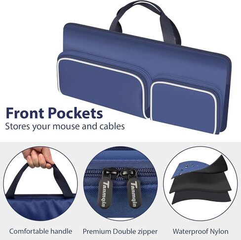 Travel Case for Logitech MK270/ MK345/ MK335/ MK955/ MK235, for HP 230, for Apple Magic Keyboard. Keyboards Carrying Storage Holder with Pocket for Logitech Mouse and USB Receiver (Box Only)-Blue in Saudi Arabia