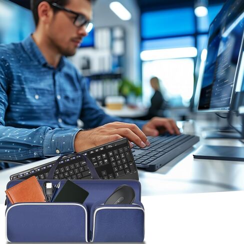 Travel Case for Logitech MK270/ MK345/ MK335/ MK955/ MK235, for HP 230, for Apple Magic Keyboard. Keyboards Carrying Storage Holder with Pocket for Logitech Mouse and USB Receiver (Box Only)-Blue in Saudi Arabia