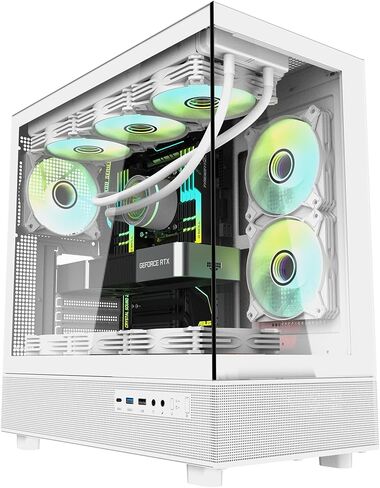 darkFlash DPX90 ATX Mid-Tower PC Gaming Case, Full-View Double Tempered Glass Panels, High Airflow, 3× ARGB PWM Fans Included, Supports RTX 5090 up to 425mm, 360mm Top Radiator Support, Black in Kuwait