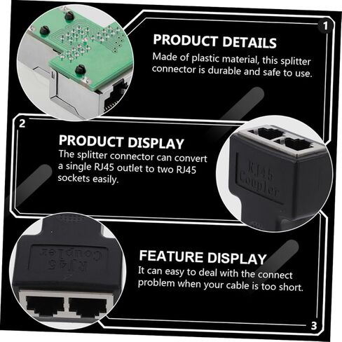 jojofuny Plastic Ethernet Splitter Adapter Network Splitter Connector for Dual Outputs PCB Design for Home and School Use Easy Signal Transmission in Saudi Arabia