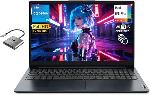 كمبيوتر محمول Lenovo IdeaPad 15.6 بوصة FHD يعمل باللمس، Intel 10-Core i5-1335U (حتى 4.6 جيجا هرتز) 16 جيجا بايت رام 512 جيجا SSD، Intel Iris Xe Graphics WiFi 6 Win11 عمر بطارية طويل مع كمبيوتر ملحق لطلاب الأعمال in Kuwait