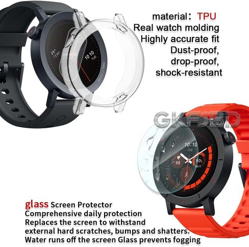 متوافق مع مجموعة واقي الشاشة والجراب CMF Watch 3 pro، طبقة واقية من الزجاج المقوى عالي الدقة مضاد للخدش وغطاء إطار ناعم من مادة TPU (عبوة من 3+2) in Kuwait