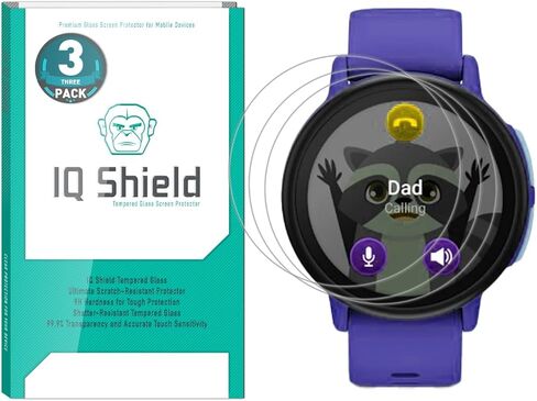 IQShield 3 Pack for Garmin Bounce 2 Kids Smartwatch Screen Protector (Case Friendly) Clear Tempered Glass HD and Transparent Shatter-Proof Shield, Anti-Scratch, Anti-Smudge 99% Touch Accuracy in Saudi Arabia