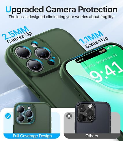 Shockproof for iPhone 16 Pro Case, [Full Camera Protection] [Military-Grade Drop Protection] Protective Anti-Yellow Slim Translucent Skin-Friendly for iPhone 16 Pro Phone Case, Forest Green in Saudi Arabia