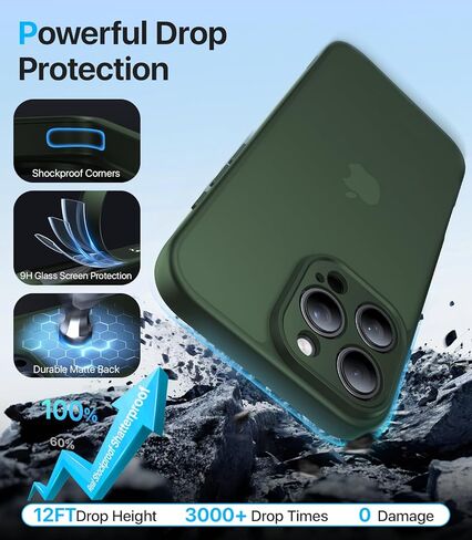 Shockproof for iPhone 16 Pro Case, [Full Camera Protection] [Military-Grade Drop Protection] Protective Anti-Yellow Slim Translucent Skin-Friendly for iPhone 16 Pro Phone Case, Forest Green in Saudi Arabia