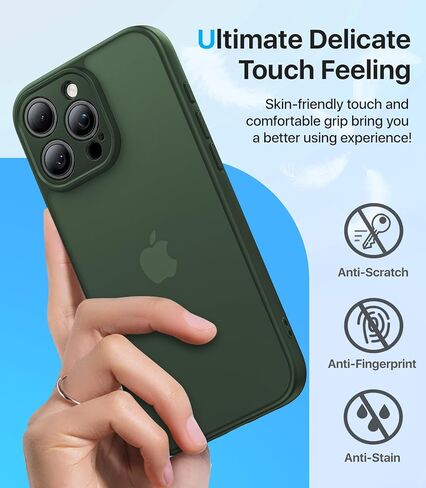 Shockproof for iPhone 16 Pro Case, [Full Camera Protection] [Military-Grade Drop Protection] Protective Anti-Yellow Slim Translucent Skin-Friendly for iPhone 16 Pro Phone Case, Forest Green in Saudi Arabia