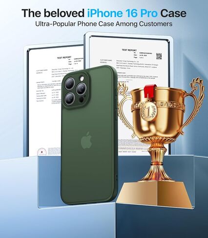 Shockproof for iPhone 16 Pro Case, [Full Camera Protection] [Military-Grade Drop Protection] Protective Anti-Yellow Slim Translucent Skin-Friendly for iPhone 16 Pro Phone Case, Forest Green in Saudi Arabia