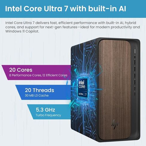 HP OmniDesk (M03-0060) Desktop PC, Intel Core Ultra 7 265, NVIDIA GeForce RTX 5060,32 GB DDR5 RAM,1TB SSD, Wi-Fi 6,Bluetooth 5.4,Wired KB & Mouse, Win 11 Pro Microsoft Copilot,(2025) in Saudi Arabia