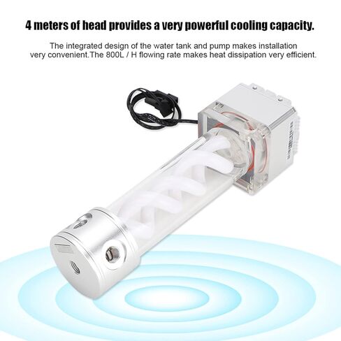 Water Cooling Pump, PC Pump Reservoir Combo, Computer Water Cooling Tank, 4 Meter Head, 800L/h, PWM Speed Control, Computer Accessories (Silver) in Saudi Arabia