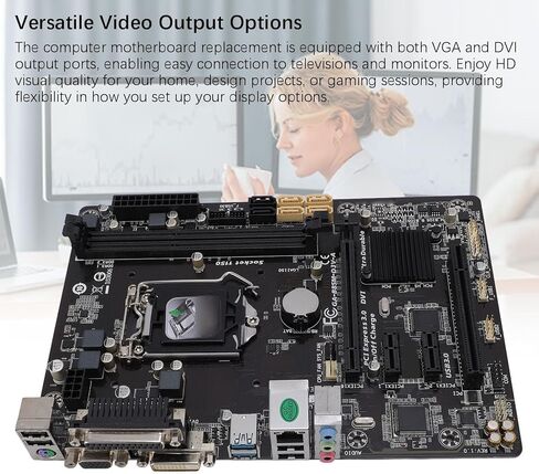 Motherboard, Gaming M ATX DDR3 X 2 DIMM Slot Motherboard with for LGA 1150 for Core I7, Built in 240mAh CR2032 Battery Included, Supports 16GB Memory Capacity in Saudi Arabia