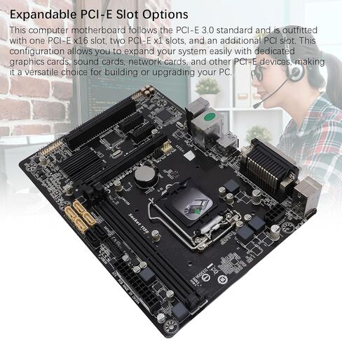 Motherboard, Gaming M ATX DDR3 X 2 DIMM Slot Motherboard with for LGA 1150 for Core I7, Built in 240mAh CR2032 Battery Included, Supports 16GB Memory Capacity in Saudi Arabia