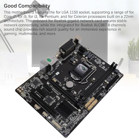 Motherboard, Gaming M ATX DDR3 X 2 DIMM Slot Motherboard with for LGA 1150 for Core I7, Built in 240mAh CR2032 Battery Included, Supports 16GB Memory Capacity in Saudi Arabia