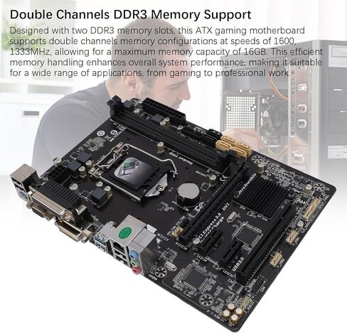 Motherboard, Gaming M ATX DDR3 X 2 DIMM Slot Motherboard with for LGA 1150 for Core I7, Built in 240mAh CR2032 Battery Included, Supports 16GB Memory Capacity in Saudi Arabia