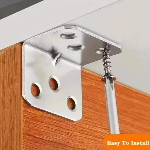 10pcs Stainless Steel Corner Bracket 90 Degree Right Angle Fixed L Bracket for Furniture Cabinet Connector Accessories (6 Holes, 3.1x2.4x2.4cm) in Saudi Arabia