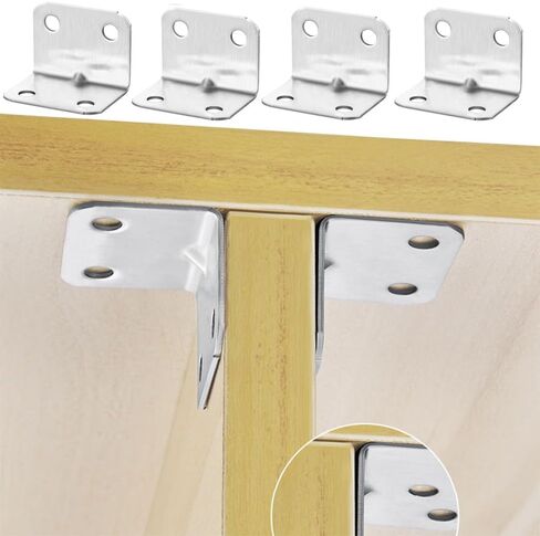 10pcs Stainless Steel Corner Bracket 90 Degree Right Angle Fixed L Bracket for Furniture Cabinet Connector Accessories (6 Holes, 3.1x2.4x2.4cm) in Saudi Arabia