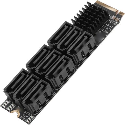 Zunate Dual M.2 PCIE Adapter for SATA or PCIE NVMe SSD, M.2 to Serial ATA 3.0 Adapter, 9 Port PCIE3.0 X2 Expansion Card M Key to SATA Converter for SSD HDD Optical Drive Storage in Saudi Arabia