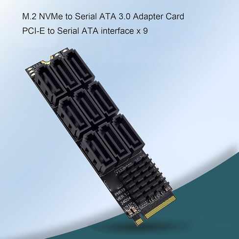 Zunate Dual M.2 PCIE Adapter for SATA or PCIE NVMe SSD, M.2 to Serial ATA 3.0 Adapter, 9 Port PCIE3.0 X2 Expansion Card M Key to SATA Converter for SSD HDD Optical Drive Storage in Saudi Arabia