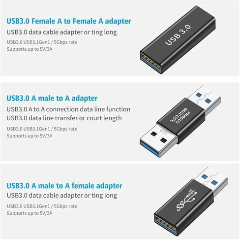 مجموعة محول USB 3.0، USB 3.0 أنثى إلى أنثى وذكر إلى ذكر وأنثى إلى ذكر، وصلة تمديد تحويل عالية السرعة in Kuwait