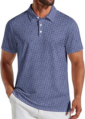 COOFANDY Men's Short Sleeve Polo Shirts Quick Dry Performance Moisture Wicking Golf Shirts Casual Print Collared Shirt in Saudi Arabia