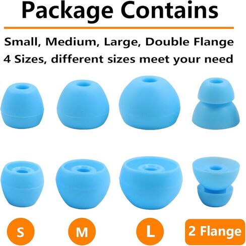 Replacement Eartips Compatible with Beats Flex, 4 Pairs Replacement Earbuds Silicone Ear Tips for Beats Flex Wireless Earbuds Eargels Set - Small, Medium, Large and Double Flange (Blue) in Kuwait