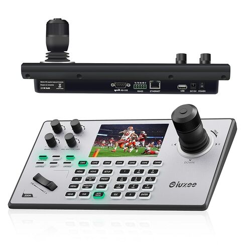 iuZee NDI PTZ Camera Controller, Real-time 5-Inch LCD Screen Preview, Support PoE Powered IP Controller Keyboard with 4D Joystick for Church Live, Streaming, Events, etc. NDI License Included in Kuwait