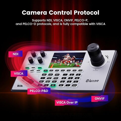 iuZee NDI PTZ Camera Controller, Real-time 5-Inch LCD Screen Preview, Support PoE Powered IP Controller Keyboard with 4D Joystick for Church Live, Streaming, Events, etc. NDI License Included in Kuwait