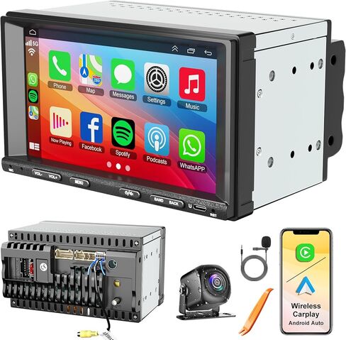 راديو سيارة Android 13 Double Din لسيارة Nissan Sentra 2007-2012، وحدة رأسية بشاشة تعمل باللمس مقاس 7 بوصات مع Carplay لاسلكي Android Auto، ملاحة GPS، بلوتوث FM/DSP/SWC، كاميرا احتياطية in Kuwait