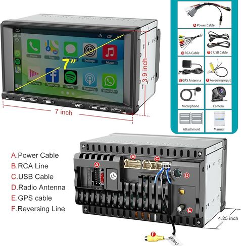 راديو سيارة Android 13 Double Din لسيارة Nissan Sentra 2007-2012، وحدة رأسية بشاشة تعمل باللمس مقاس 7 بوصات مع Carplay لاسلكي Android Auto، ملاحة GPS، بلوتوث FM/DSP/SWC، كاميرا احتياطية in Kuwait