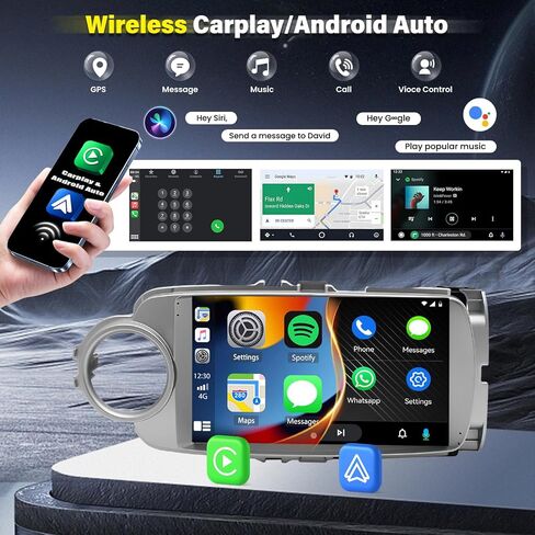 9 بوصة راديو السيارة ستيريو لتويوتا ليارس 2012-2017، Android13 مزدوج الدين شاشة تعمل باللمس سيارة راديو استقبال مع Carplay Android Auto WiFi GPS Bluetooth SWC AHD كاميرا احتياطية ميكروفون in Kuwait