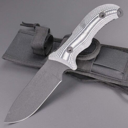 سكين Schrade SCHF36M Frontier 10.4 بوصة من الفولاذ المقاوم للصدأ ذو شفرة ثابتة مع نقطة إسقاط 5 بوصة ومقبض ميكارتا للبقاء في الهواء الطلق والتخييم وصناعة الأشجار، متعدد in Kuwait