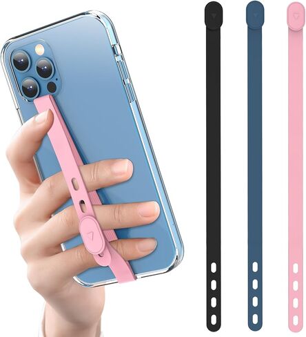 (3 Pack) NTidea Finger Phone Grip, Adjustable Silicone Cellphone Strap for Phone Case as Phone Loop Holder for iPhone Case & Samsung Phone, Black in Saudi Arabia