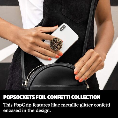 PopSockets: حامل ومقبض PopGrip الموسع مع جزء علوي قابل للتبديل للهواتف والأجهزة اللوحية - Foil Confetti Gold in Saudi Arabia