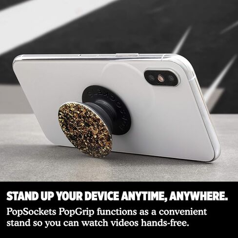 PopSockets: حامل ومقبض PopGrip الموسع مع جزء علوي قابل للتبديل للهواتف والأجهزة اللوحية - Foil Confetti Gold in Saudi Arabia