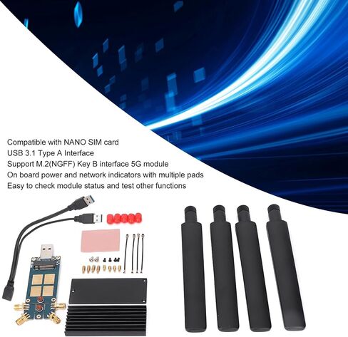 محول M.2 إلى USB 5G مع فتحة بطاقة SIM، مبدد حراري من سبائك الألومنيوم، 4 هوائيات، متوافق مع Windows، Linux، RPI 4B/3B+، اللوحة الأم IO Base A/B in Kuwait