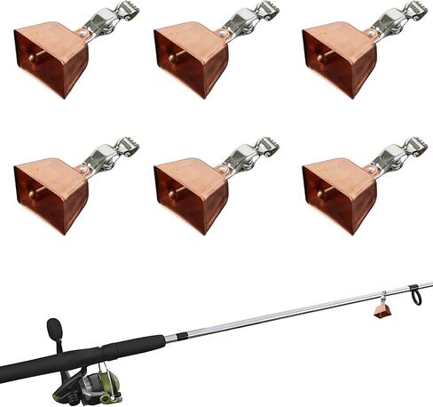 6Pcs Fishing Bells for Rods Clip On Fish Pole Bell Alert Accessories Catfish Fishing Bells for Poles Durable Clip-On Rod Bell Equipment for Night or Day Fishing in Saudi Arabia