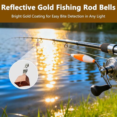 6Pcs Fishing Bells for Rods Clip On Fish Pole Bell Alert Accessories Catfish Fishing Bells for Poles Durable Clip-On Rod Bell Equipment for Night or Day Fishing in Saudi Arabia