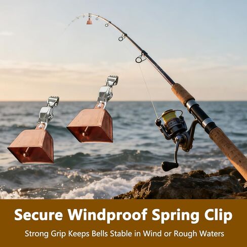 6Pcs Fishing Bells for Rods Clip On Fish Pole Bell Alert Accessories Catfish Fishing Bells for Poles Durable Clip-On Rod Bell Equipment for Night or Day Fishing in Saudi Arabia