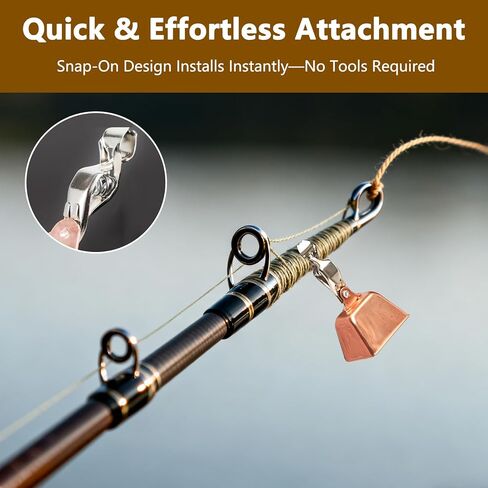 6Pcs Fishing Bells for Rods Clip On Fish Pole Bell Alert Accessories Catfish Fishing Bells for Poles Durable Clip-On Rod Bell Equipment for Night or Day Fishing in Saudi Arabia
