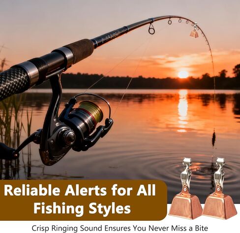 6Pcs Fishing Bells for Rods Clip On Fish Pole Bell Alert Accessories Catfish Fishing Bells for Poles Durable Clip-On Rod Bell Equipment for Night or Day Fishing in Saudi Arabia
