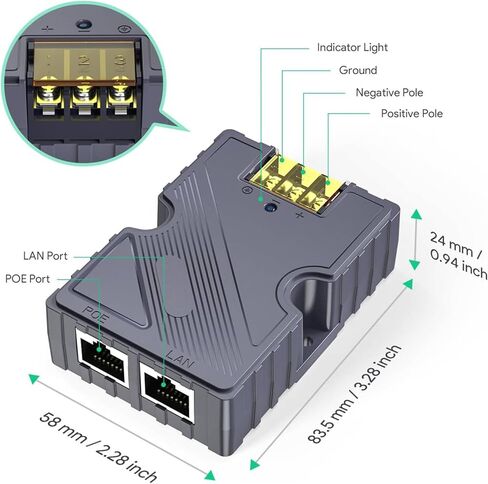 حاقن الطاقة عبر إيثرنت، PoE GigE مع & ESD، يدعم 10/100/1000M، DC 48-57V / 3A in Saudi Arabia