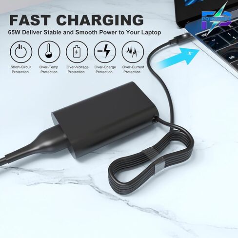 شاحن كمبيوتر محمول بمحول طاقة USB C بقدرة 45 وات متوافق مع Dell XPS 13 9300 9380 9370 9365 9360 9333 9310 9315 Latitude 5175 5285 5289 5290 7200 نوع C شاحن كمبيوتر سريع الشحن in Kuwait