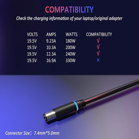 شاحن كمبيوتر محمول 240 واط متوافق مع Dell G16 G15 G7 G5 G3 Alienware 15 17 M15 M17 X17 X16 X15 M18X X51 الدقة 7780 7770 7680 7670 7560 سلك إمداد محول الطاقة AC in Kuwait