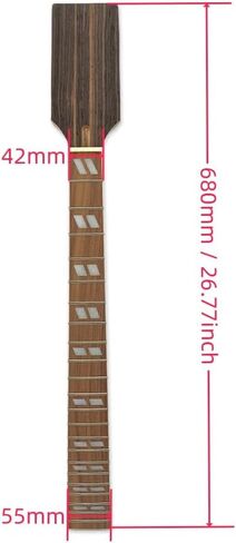 Yinfente Electric Guitar Neck Replacement 22 fret 24.75 inch Unfinished Rosewood Fretboard (24.75inch) in Saudi Arabia