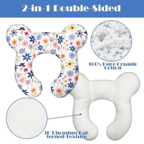 Baby Head Support Pillow for Newborn Toddler, Baby Neck Pillow Upgraded Comfortable Sleep Cushion for Car Plane Stroller Pushchair - Flower C in Saudi Arabia