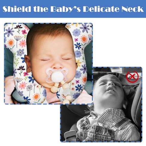 Baby Head Support Pillow for Newborn Toddler, Baby Neck Pillow Upgraded Comfortable Sleep Cushion for Car Plane Stroller Pushchair - Flower C in Saudi Arabia