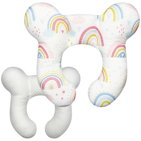 Baby Head Support Pillow for Newborn Toddler, Baby Neck Pillow Upgraded Comfortable Sleep Cushion for Car Plane Stroller Pushchair - Flower C in Saudi Arabia