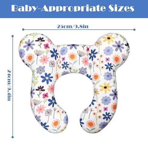 Baby Head Support Pillow for Newborn Toddler, Baby Neck Pillow Upgraded Comfortable Sleep Cushion for Car Plane Stroller Pushchair - Flower C in Saudi Arabia