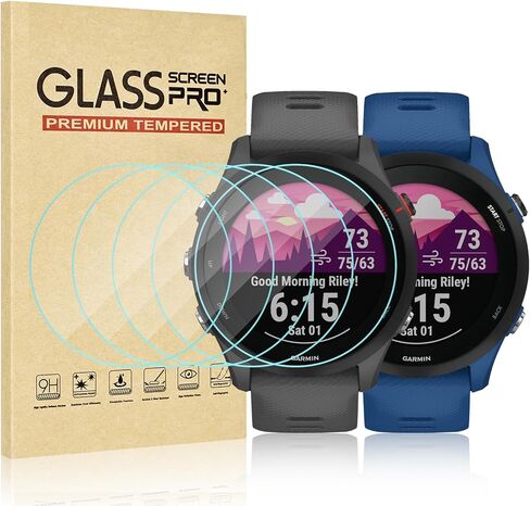 واقي شاشة Watbro [5 عبوات] لـ Garmin Forerunner 255/255 Music HD واقي شاشة من الزجاج المقوى، ساعة ذكية مضادة للخدش وخالية من الفقاعات in Saudi Arabia